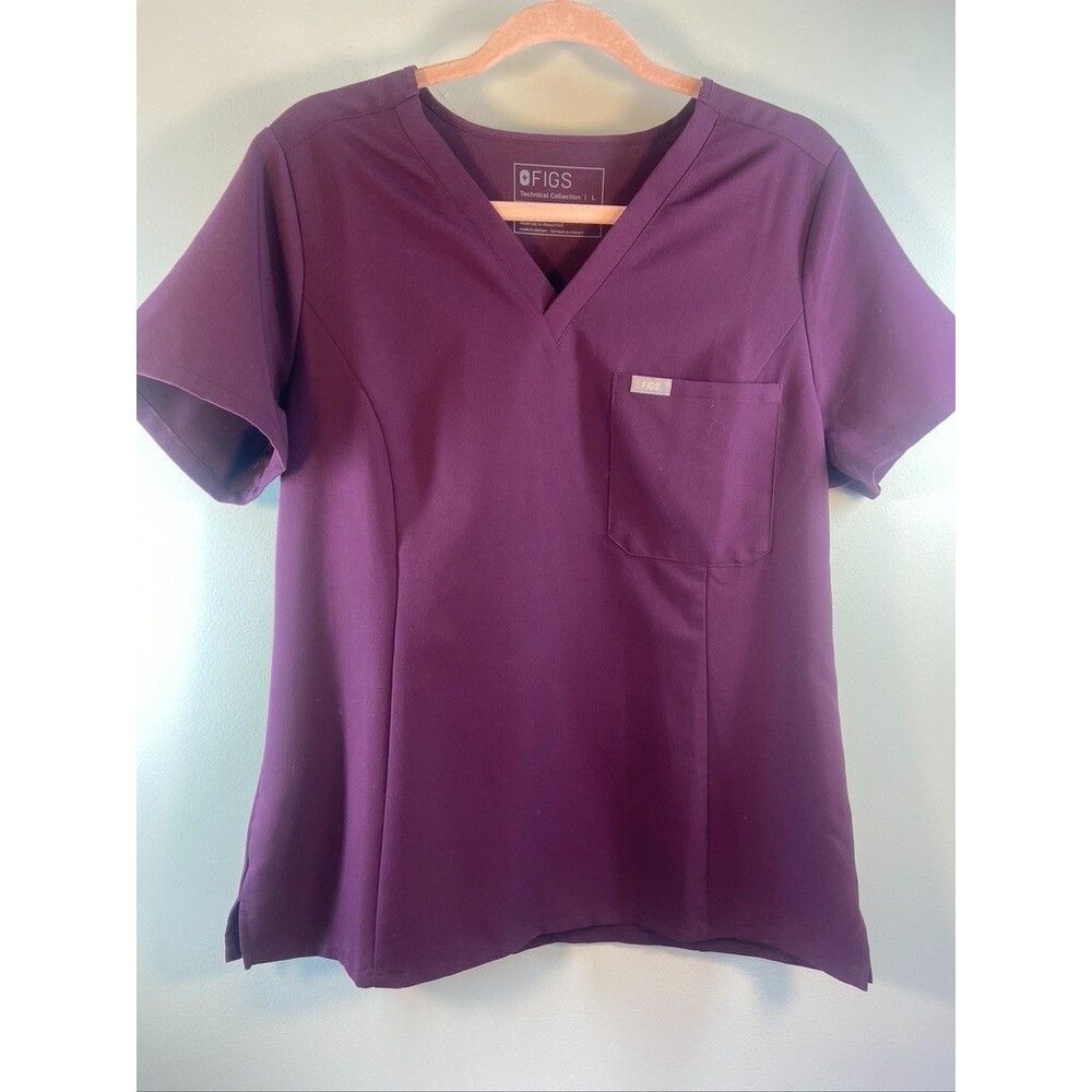 FIGS WOMENS LARGE BURGANDY SCRUBS MEDICAL TOP